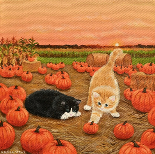 Pumpkin Kittens Print