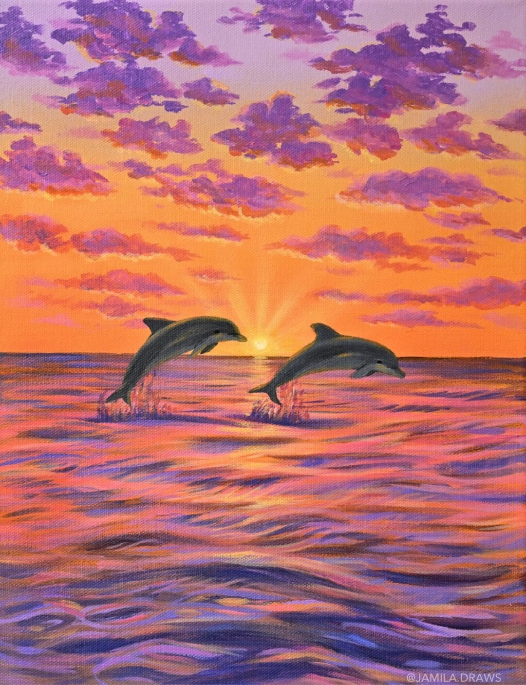 Dolphin Sunset | Acrylic on canvas