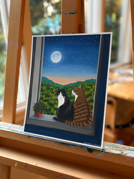 Moonlight Cats | Original Painting