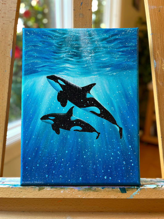 Pacific Orcas | Acrylic on canvas