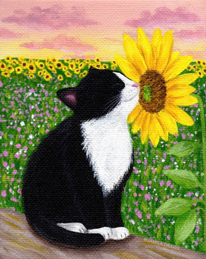Sunflower Kitten Print