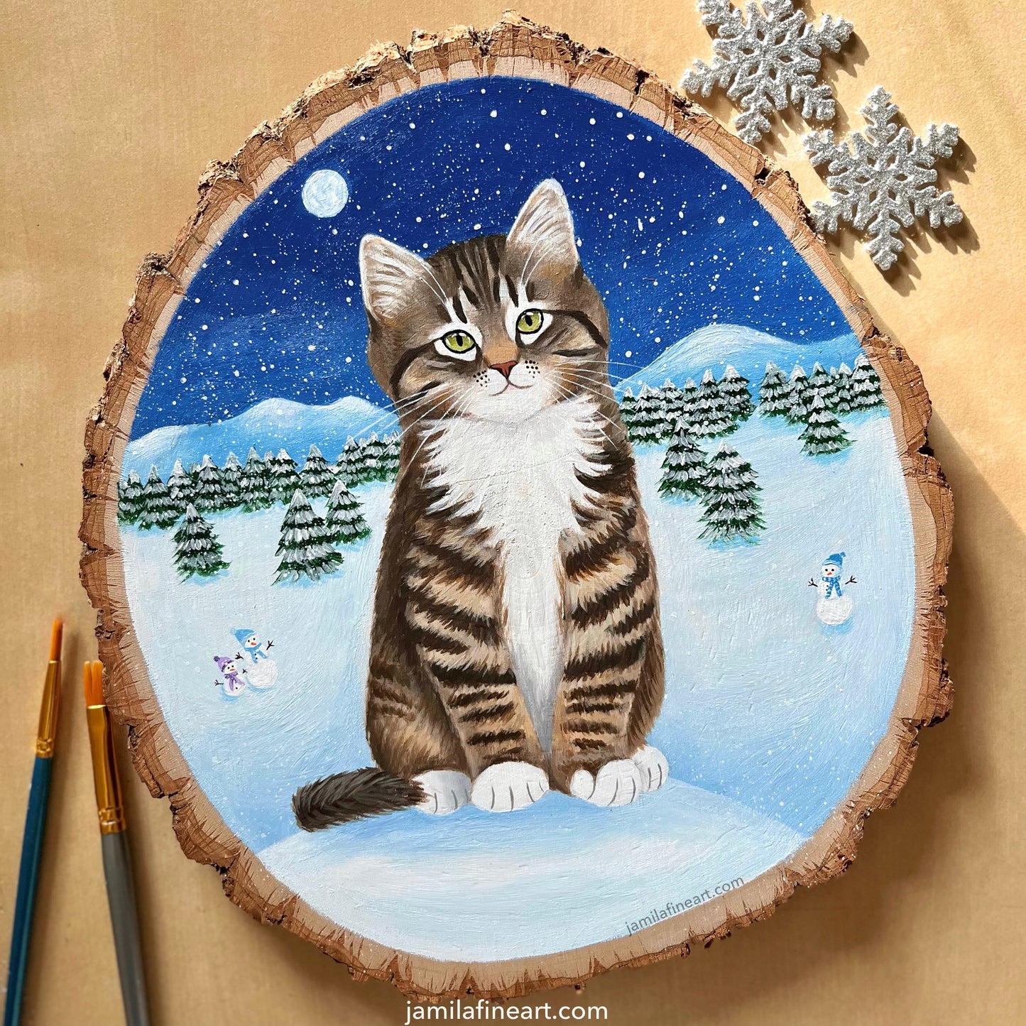Winter Kitten | Acrylic on wood