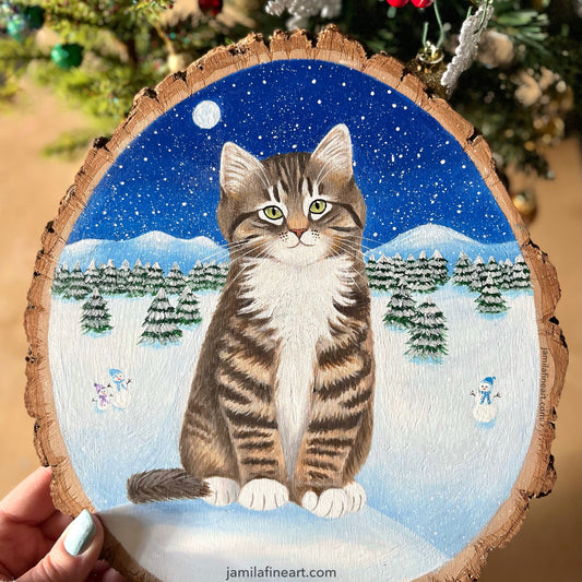 Winter Kitten | Acrylic on wood