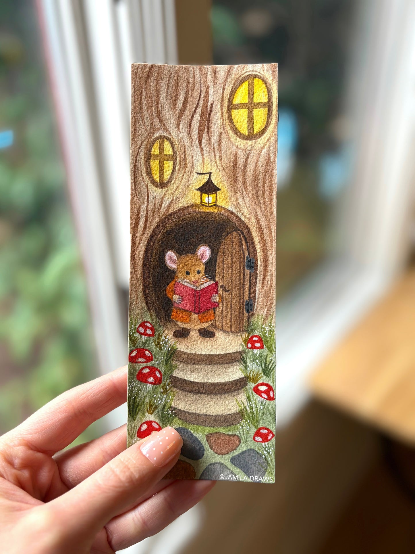 Cozy Fall Mouse Bookmark | Original Painting