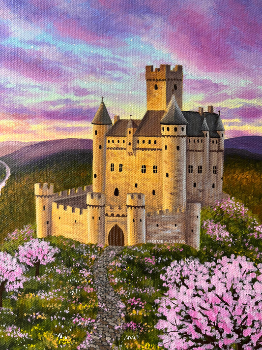 Castle Among the Blossoms | Acrylic on canvas