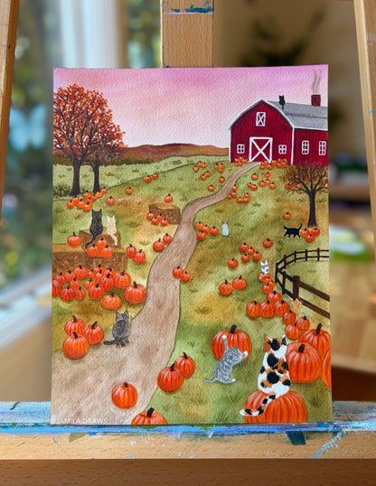 Pumpkin Patch Kittens | Original Painting