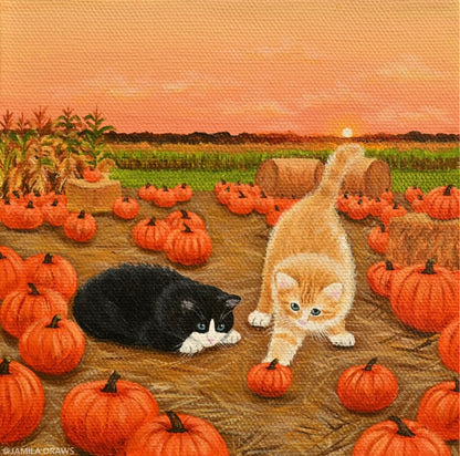 Pumpkin Kittens Print