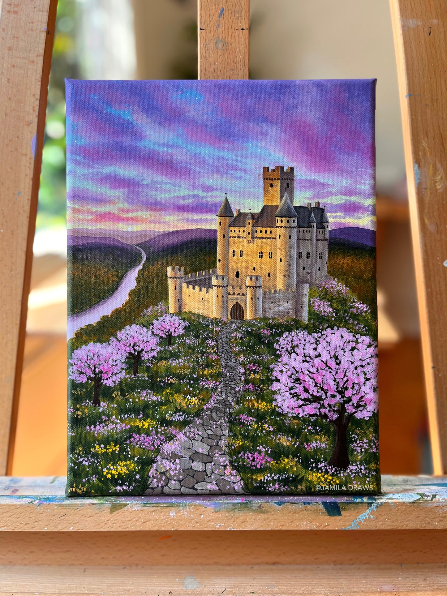 Castle Among the Blossoms | Acrylic on canvas