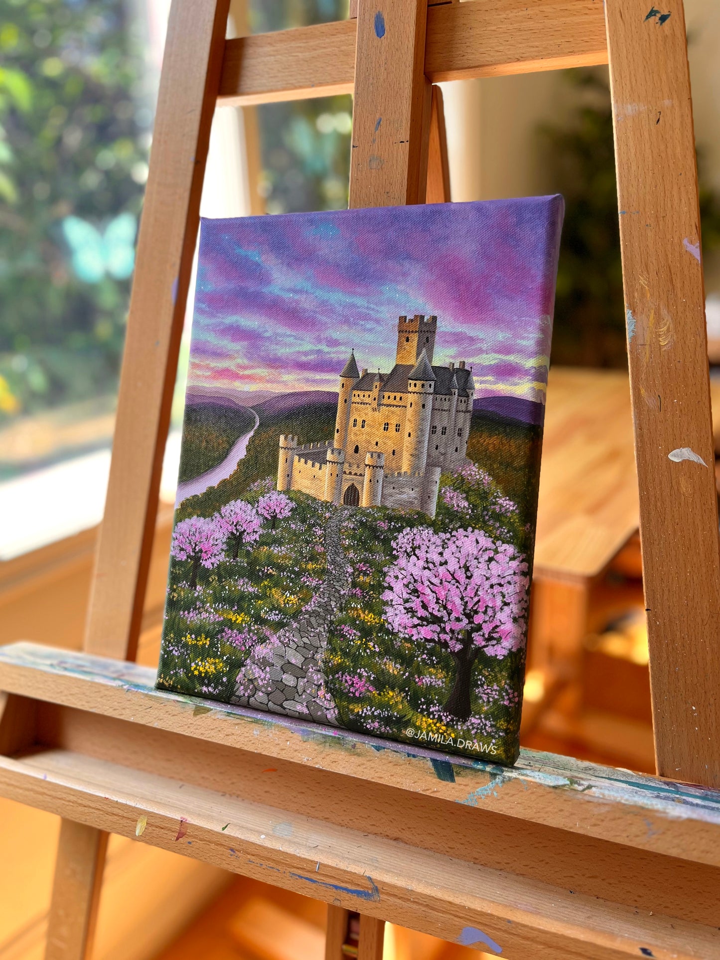 Castle Among the Blossoms | Acrylic on canvas