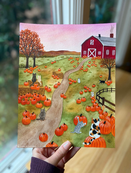 Pumpkin Patch Kittens | Original Painting