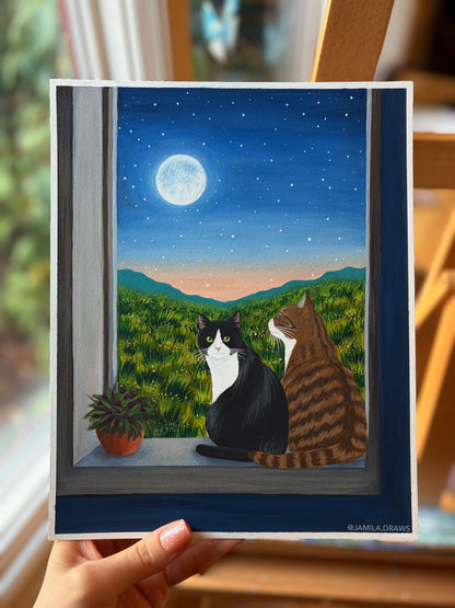 Moonlight Cats | Original Painting