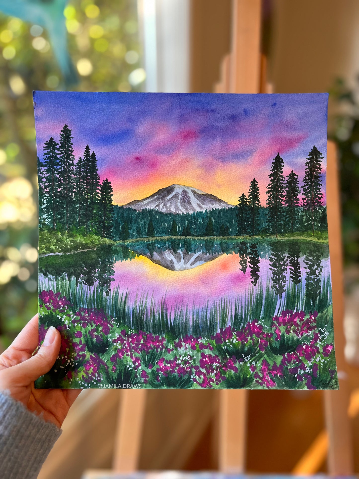 Mount Rainier Reflection Lake | Watercolor on paper