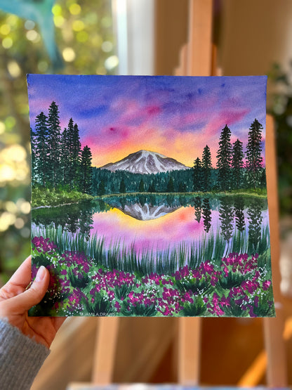 Mount Rainier Reflection Lake | Watercolor on paper