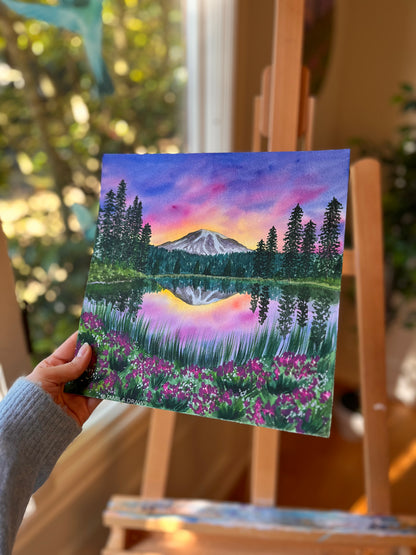 Mount Rainier Reflection Lake | Watercolor on paper