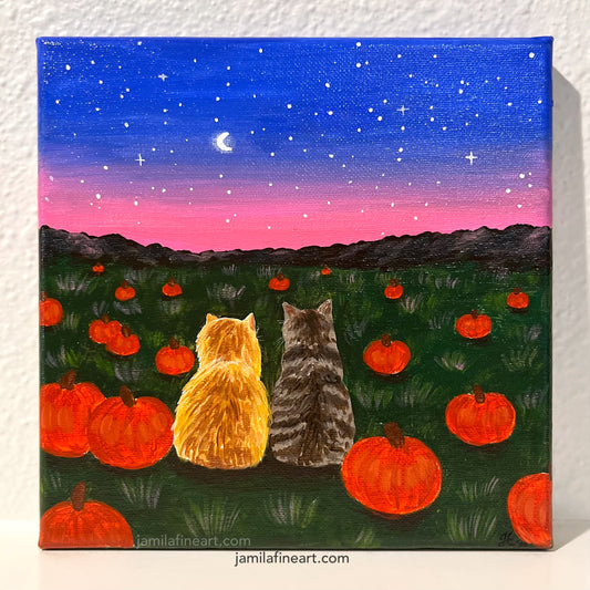 Pumpkin Patch Cats | Acrylic on canvas