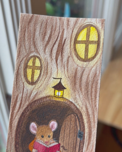 Cozy Fall Mouse Bookmark | Original Painting
