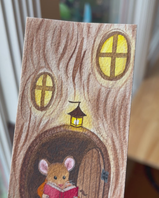 Cozy Fall Mouse Bookmark | Original Painting