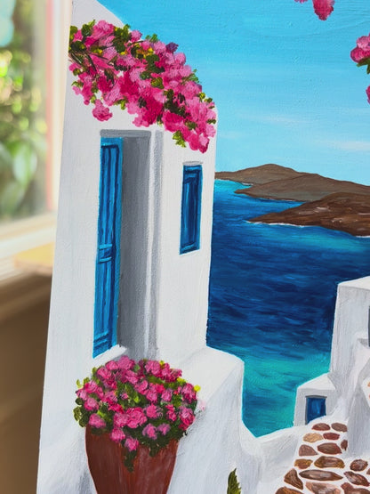 Summer in Santorini | Acrylic on boxed wood panel